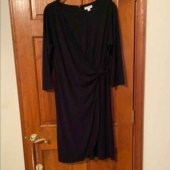 Joan Rivers Wrapped in Elegance - Black Faux Wrap KneeLength Dress Zip Back - Picture 1 of 11